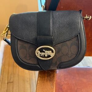 Coach Georgie Saddlebag in Dark Brown/Black